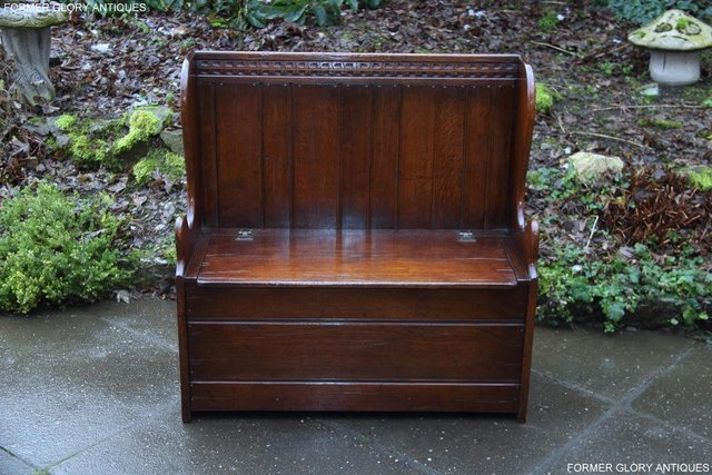 Image 86 of A TITCHMARSH AND GOODWIN OAK MONKS BENCH BOX SETTLE ARMCHAIR
