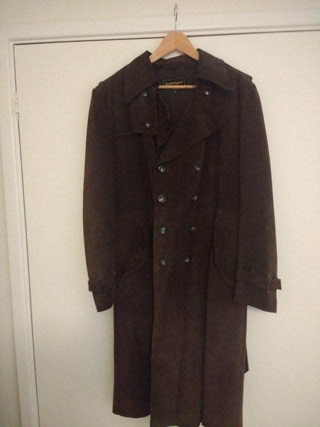Image 2 of Full length brown suede coat size 42