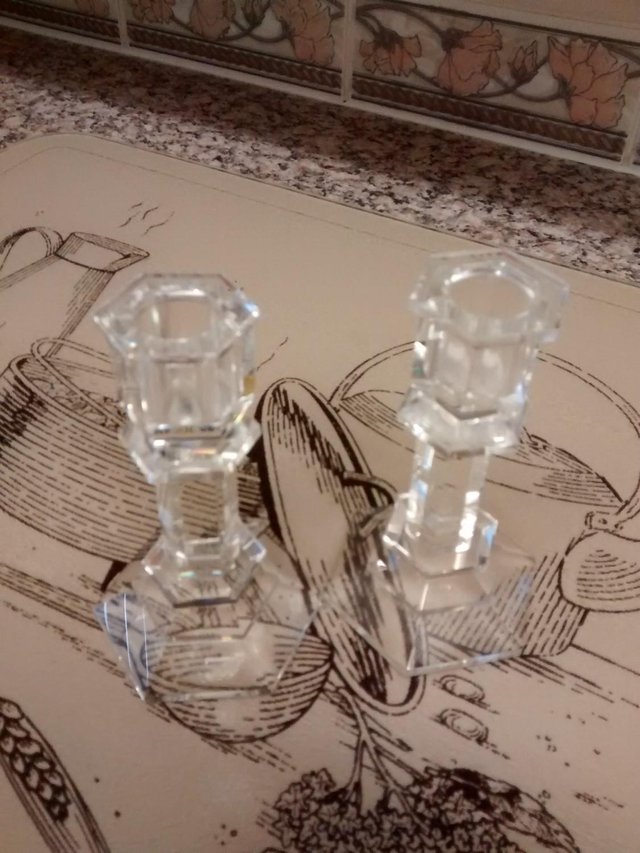 Image 2 of cut glass candle stick holders