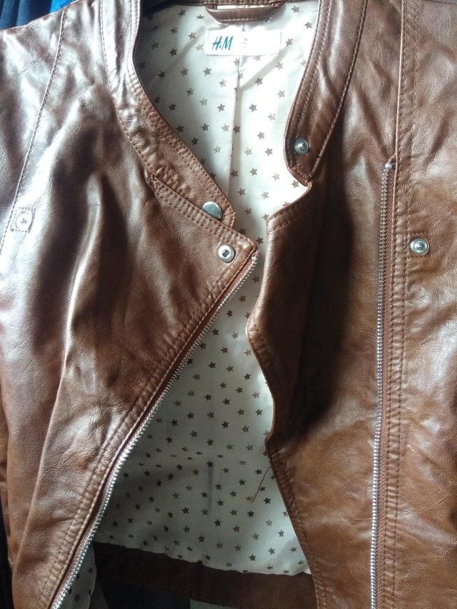 Image 2 of Brown New - ( H&M) "biker" leather look jacket. Age 14+