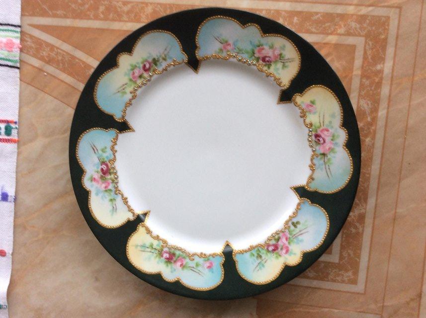 Preview of the first image of Antique French china plate signed  F.V Greenstreet.