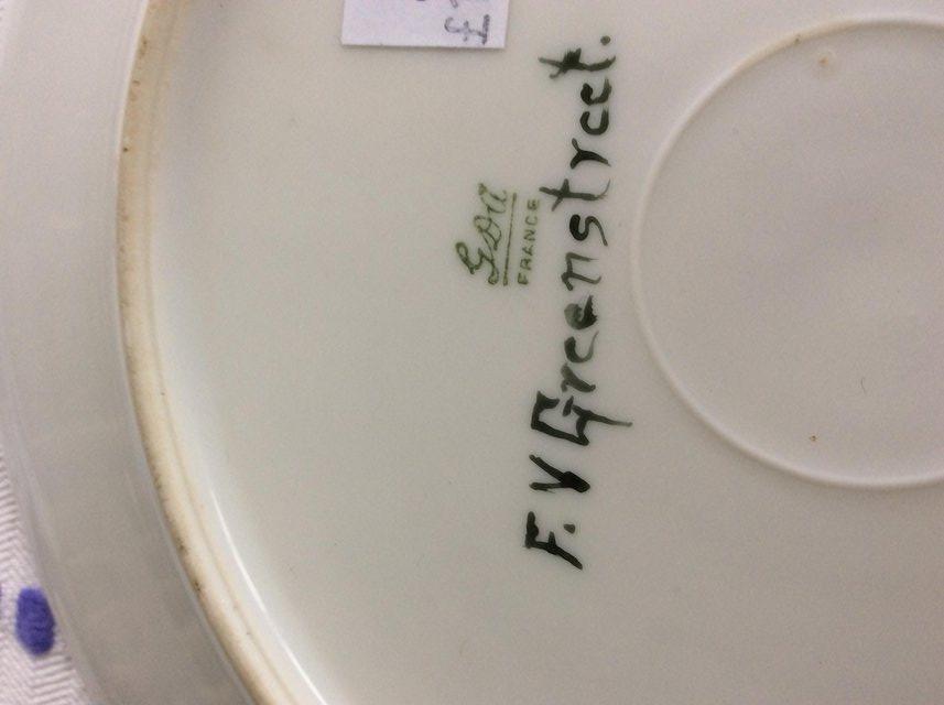 Image 2 of Antique French china plate signed  F.V Greenstreet