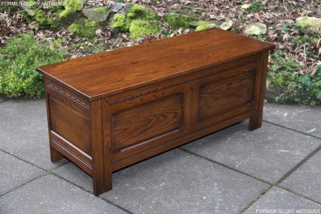 Image 2 of OLD CHARM LIGHT OAK BLANKET TOY BOX RUG CHEST COFFEE TABLE