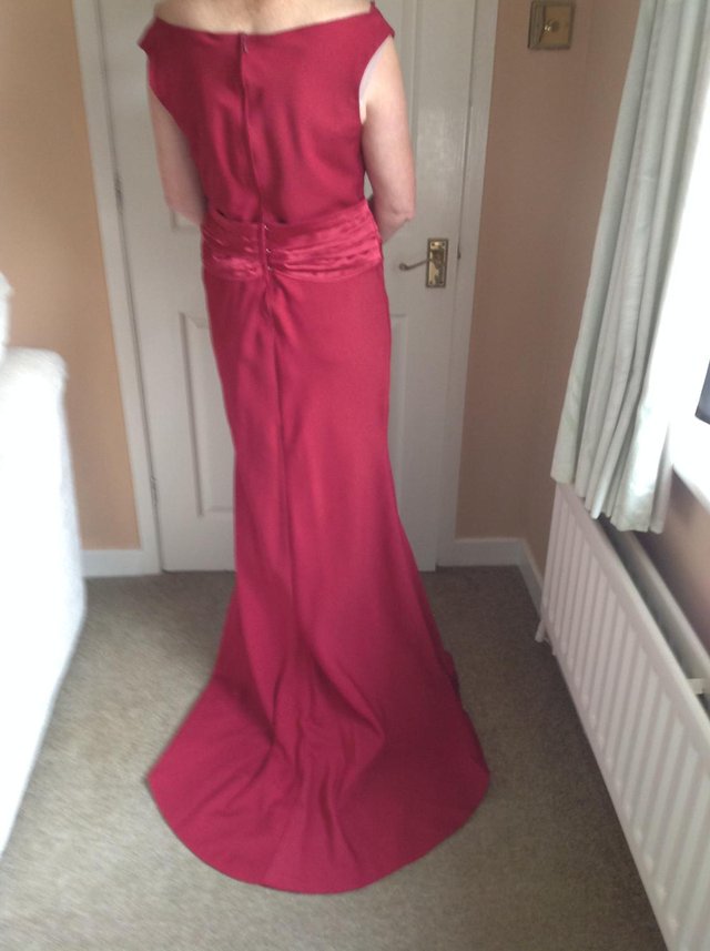 Image 2 of Bespoke red long dress, with small train