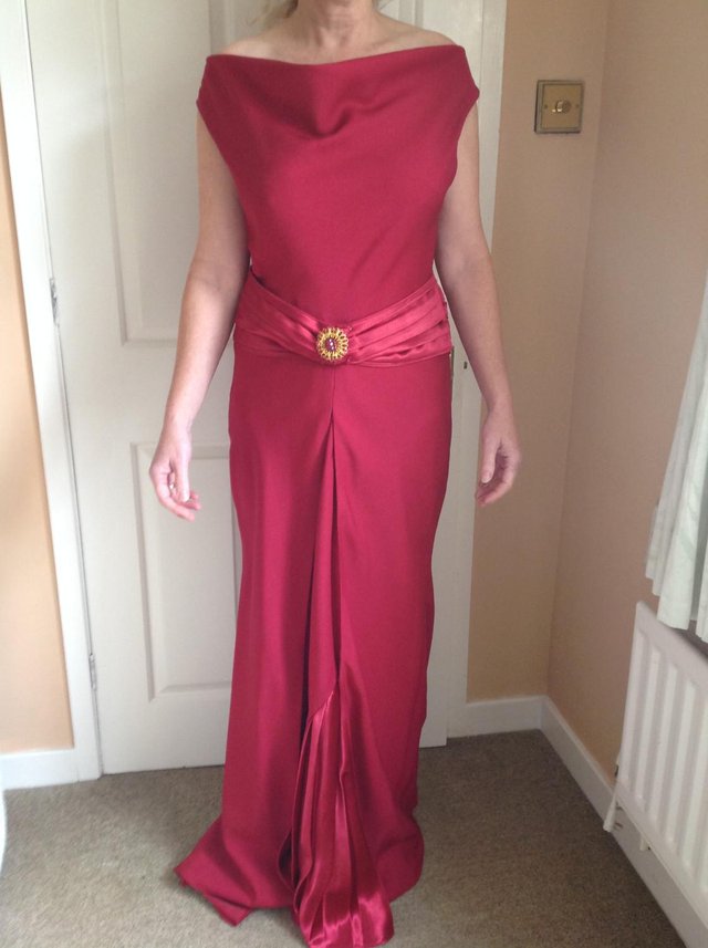 Image 3 of Bespoke red long dress, with small train