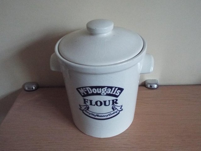 Image 2 of Vintage McDougalls Flour Ceramic Earthenware Storage Jar