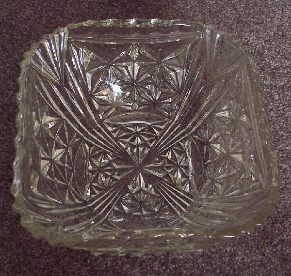 Image 2 of Lovely Vintage Cut Glass square Fruit Bowl.     BX10