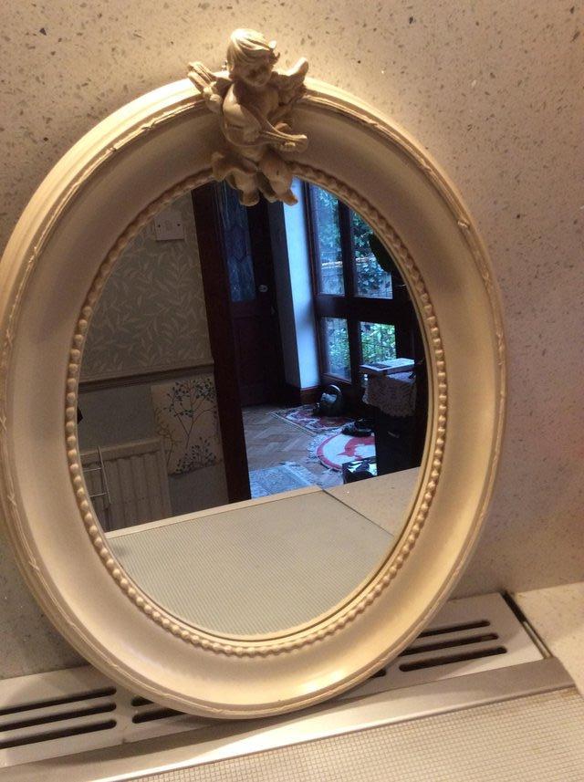 Image 2 of Vintage cream Shabby Chic oval mirror.