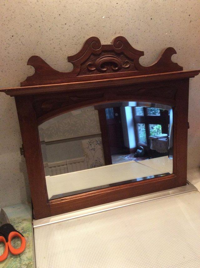 Preview of the first image of Lovely quality Old carved oak mirror..
