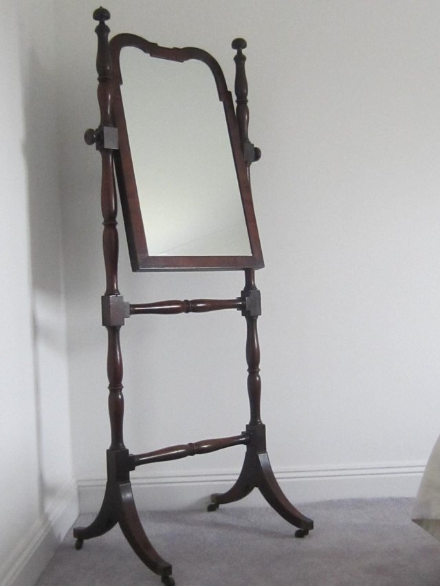 Preview of the first image of Victorian Antique Cheval Mahogany Mirror.