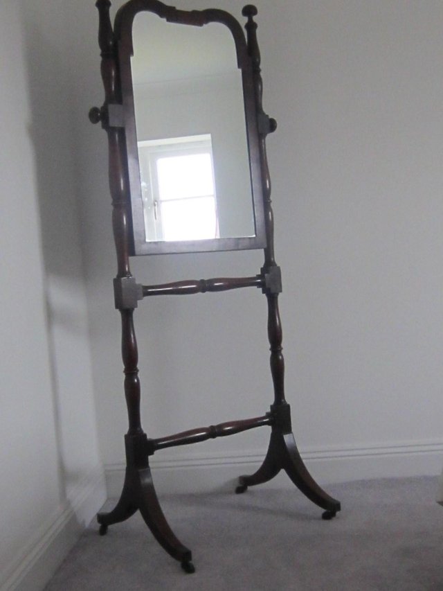 Image 4 of Victorian Antique Cheval Mahogany Mirror