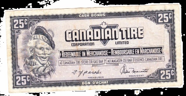 Image 4 of Vintage Canada Tire Money 1962 10c &1974 25c bills