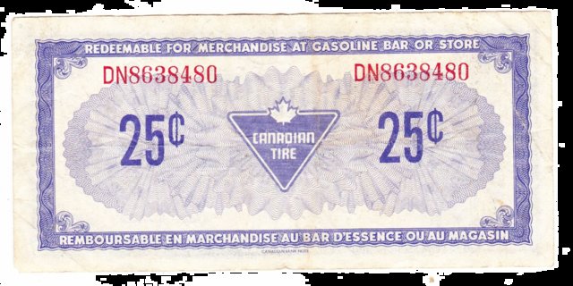 Image 5 of Vintage Canada Tire Money 1962 10c &1974 25c bills