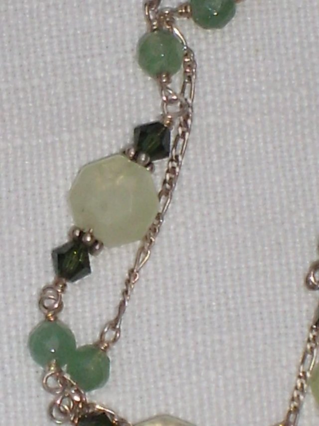 Image 2 of 925 Sterling Silver Bracelet With Green Beads