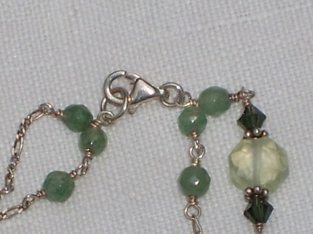 Image 3 of 925 Sterling Silver Bracelet With Green Beads