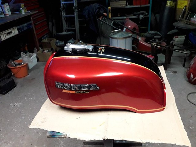 Preview of the first image of classic motorcycle fuel tank restoration.