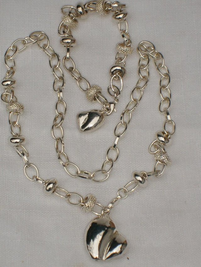 Image 2 of 925 Sterling Silver Rolo Necklace & Bracelet Set NEW!