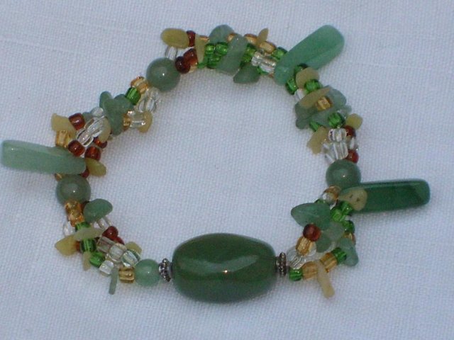Preview of the first image of Semi Precious Stone & Glass Bead Bracelet NEW!.