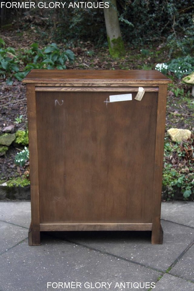 Image 10 of AN OLD CHARM LIGHT OAK TALL CHEST OF DRAWERS SIDEBOARD