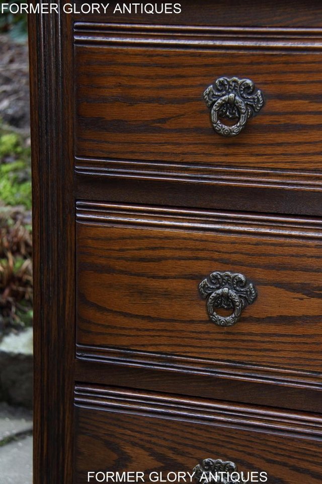 Image 16 of AN OLD CHARM LIGHT OAK TALL CHEST OF DRAWERS SIDEBOARD