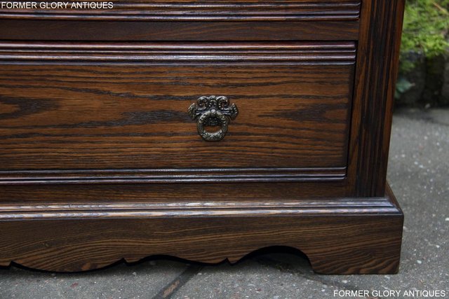 Image 17 of AN OLD CHARM LIGHT OAK TALL CHEST OF DRAWERS SIDEBOARD