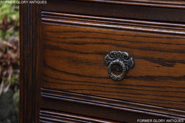Image 22 of AN OLD CHARM LIGHT OAK TALL CHEST OF DRAWERS SIDEBOARD