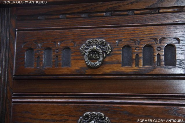 Image 37 of AN OLD CHARM LIGHT OAK TALL CHEST OF DRAWERS SIDEBOARD