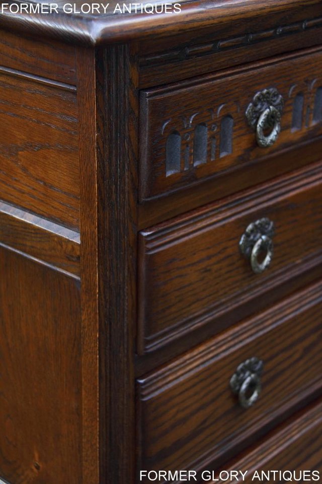 Image 38 of AN OLD CHARM LIGHT OAK TALL CHEST OF DRAWERS SIDEBOARD