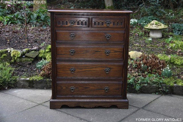 Image 63 of AN OLD CHARM LIGHT OAK TALL CHEST OF DRAWERS SIDEBOARD