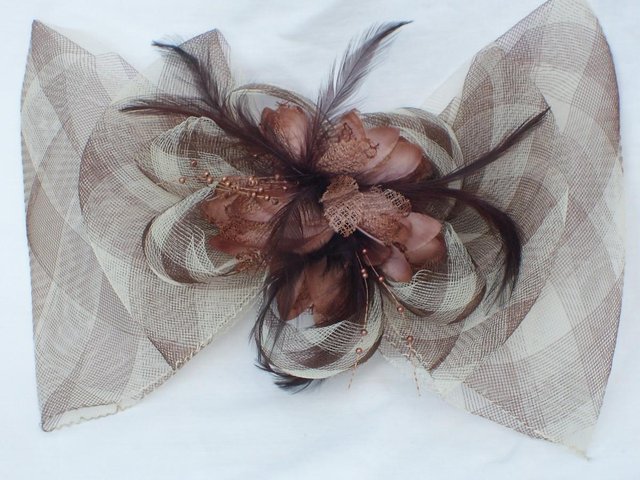 Preview of the first image of Large Bow & Flower Clip On Bow Fascinator.