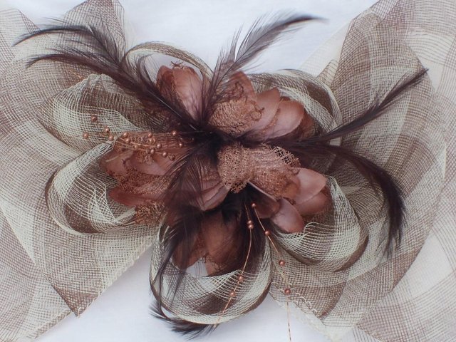 Image 2 of Large Bow & Flower Clip On Bow Fascinator