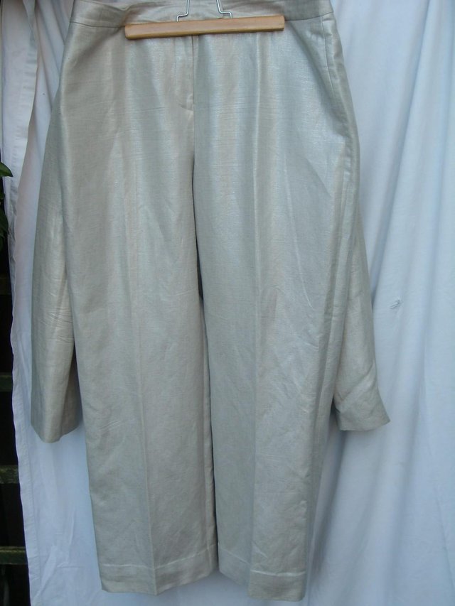 Image 2 of ARTHUR S LEVINE TAHARI Silver Trousers/Jacket Size 12/14