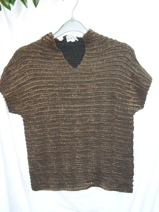 Preview of the first image of EAST Gold Crinkle Top – Size 14 (M/L) – NEW WITH TAGS.
