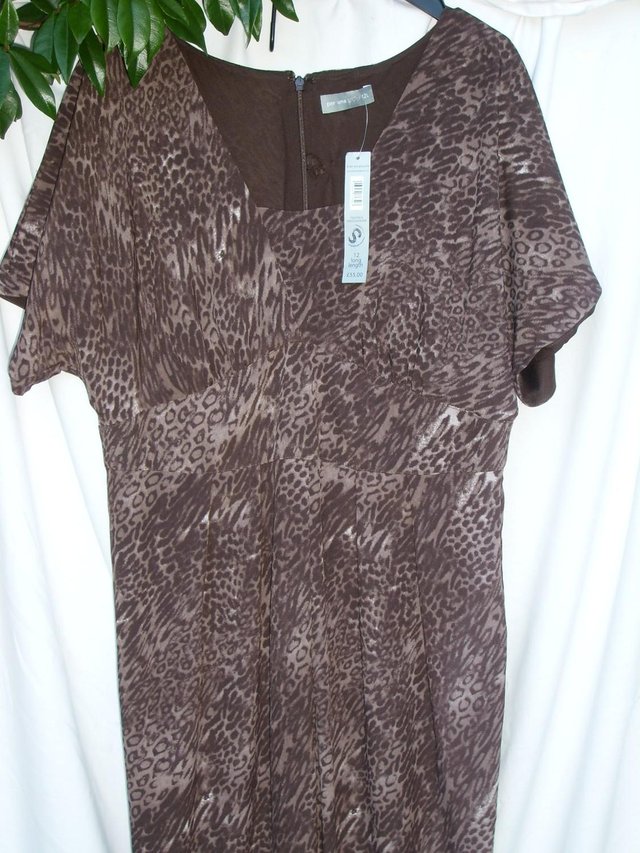 Preview of the first image of PER UNA Brown Jumpsuit – Size 12 Long Length – NEW!.