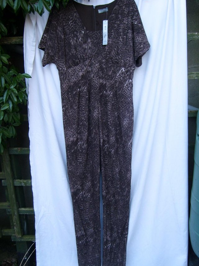 Image 2 of PER UNA Brown Jumpsuit – Size 12 Long Length – NEW!