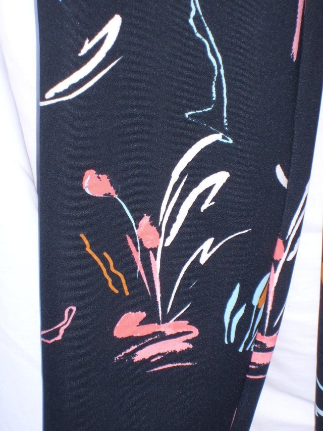 Image 2 of M&S LIMITED Black/Neon Print Trousers – Size 8 NEW!