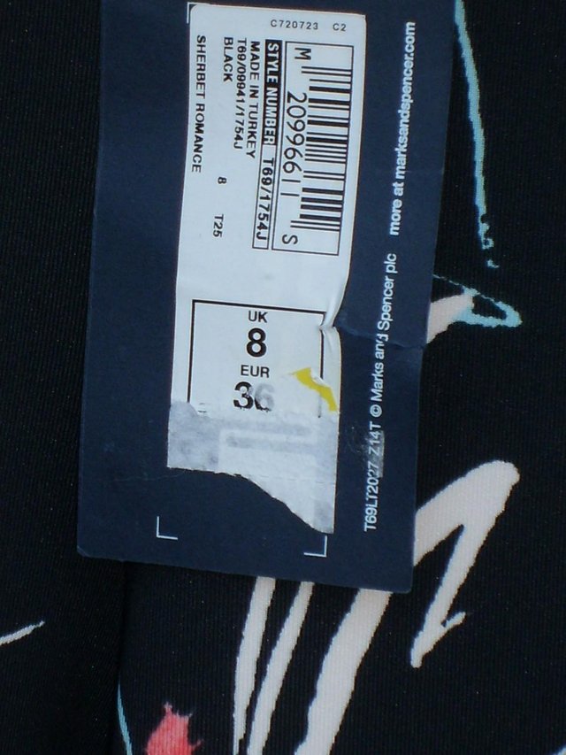 Image 3 of M&S LIMITED Black/Neon Print Trousers – Size 8 NEW!