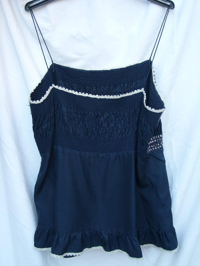 Image 3 of PAUL & JOE Blue Silk Camisole Top  – Size 18 – NEW!