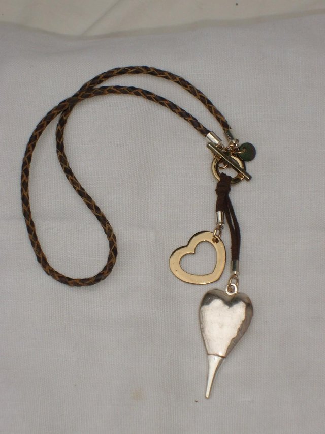 Image 2 of MOON°C PARIS Leather Thong Heart Necklace