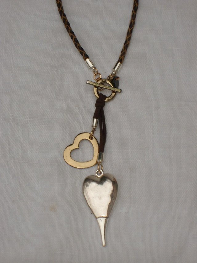 Preview of the first image of MOON°C PARIS Leather Thong Heart Necklace.