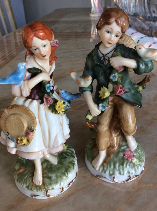 Preview of the first image of Pair of antique porceline figurines.