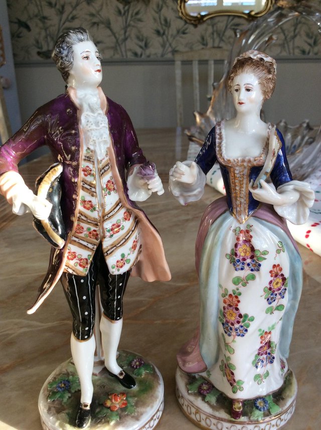 Preview of the first image of Pair of German antique porceline figurines.