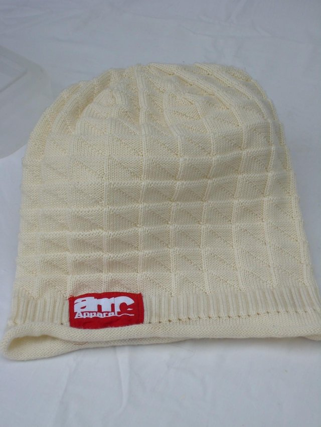 Preview of the first image of AMERICAN APPAREL Large Cream Knitted Beanie NEW!.