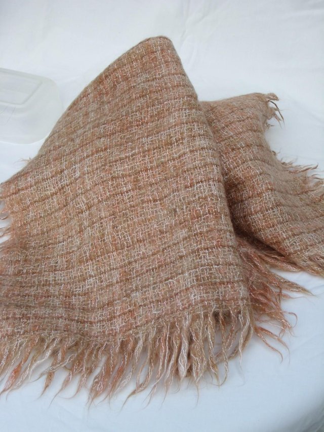 Image 2 of AVOCA Vintage Irish Hand Woven Beige Wool Scarf