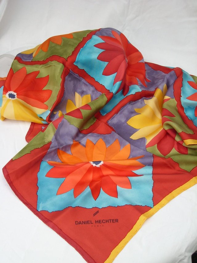 Preview of the first image of DANIEL HECHTER PARIS Vintage Silk Scarf.