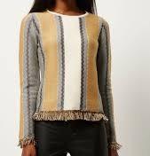 Preview of the first image of RIVER ISLAND Stripe & Fringed Jumper Top-Size 10-NEW!.