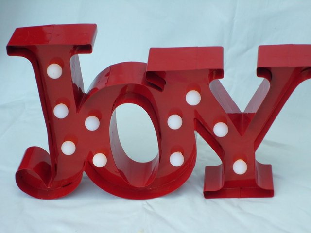Preview of the first image of Retro Fairground Type Metal Light Up “Joy” Sign.