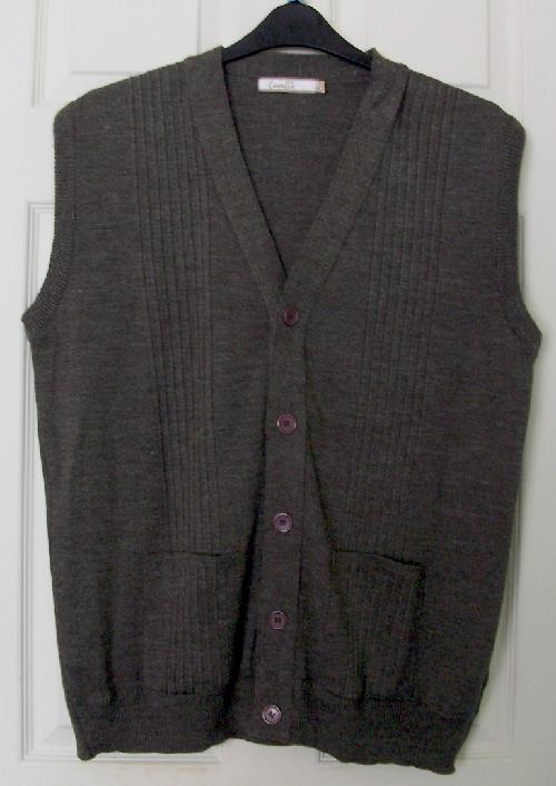 Preview of the first image of Lovely Men's Brown Knitted Waistcoat By Cavallio - Sz L.