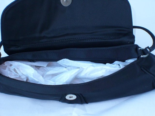 Image 2 of Vintage Look Black Satin/Diamante Evening Shoulder Handbag