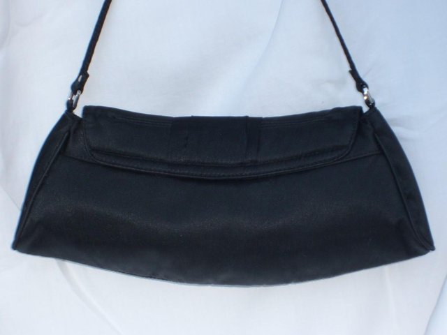 Image 3 of Vintage Look Black Satin/Diamante Evening Shoulder Handbag